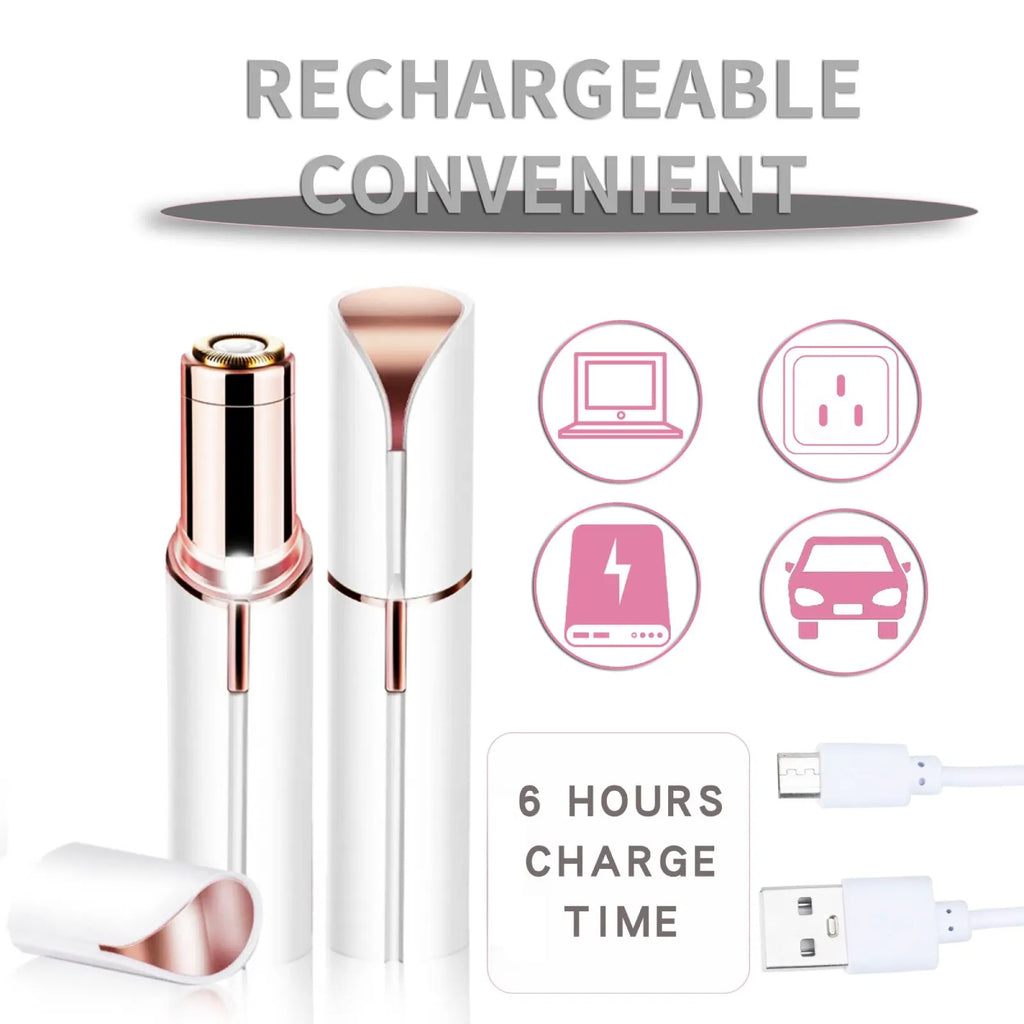 Portable Lipstick-Shaped Electric Facial Hair Remover – Painless & Instant Hair Removal for Women