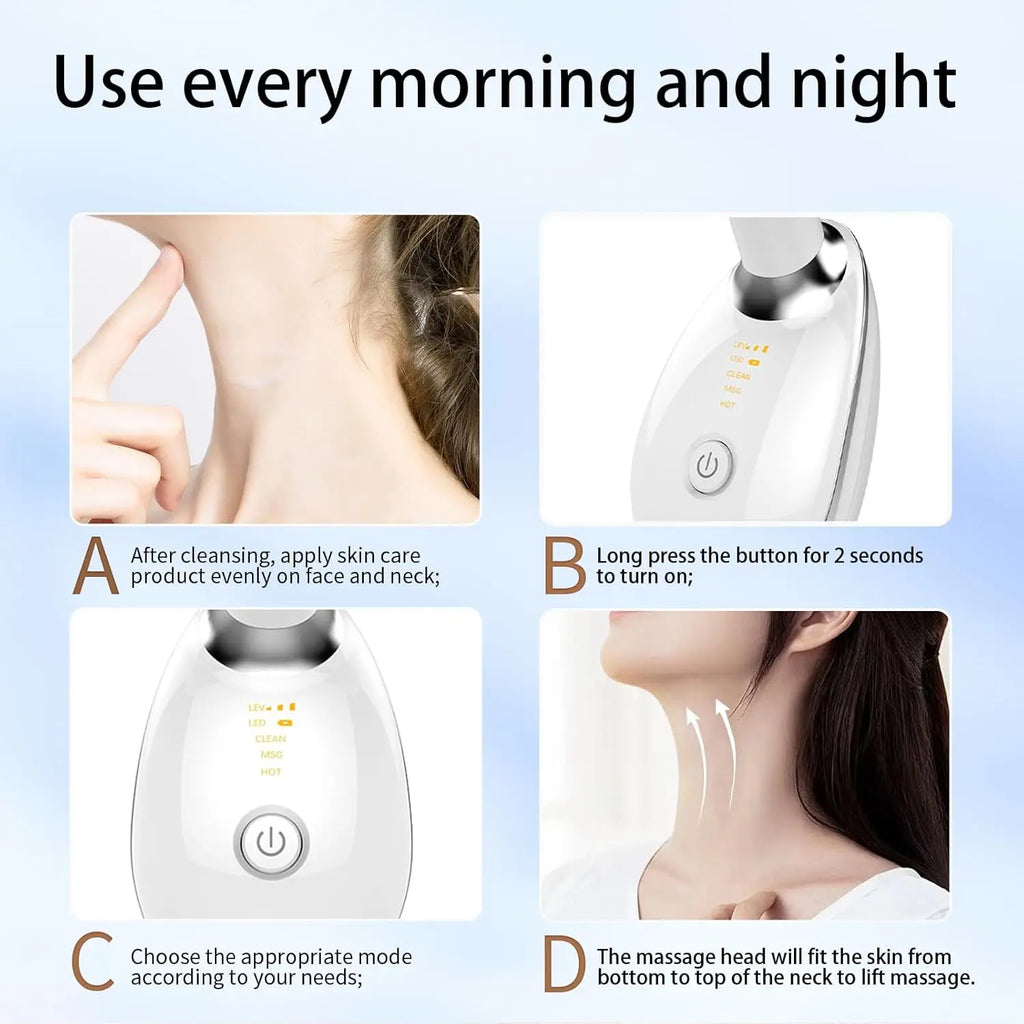 Facial & Neck Beauty Device – 7-Color LED Massager | Multifunctional Skin Care Tool for Home Use