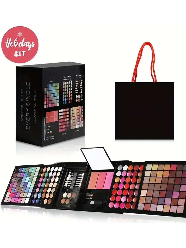 177-Color All-In-One Professional Makeup Set with Mirror – Eyeshadow, Blush, Lip Gloss & Concealer Palette