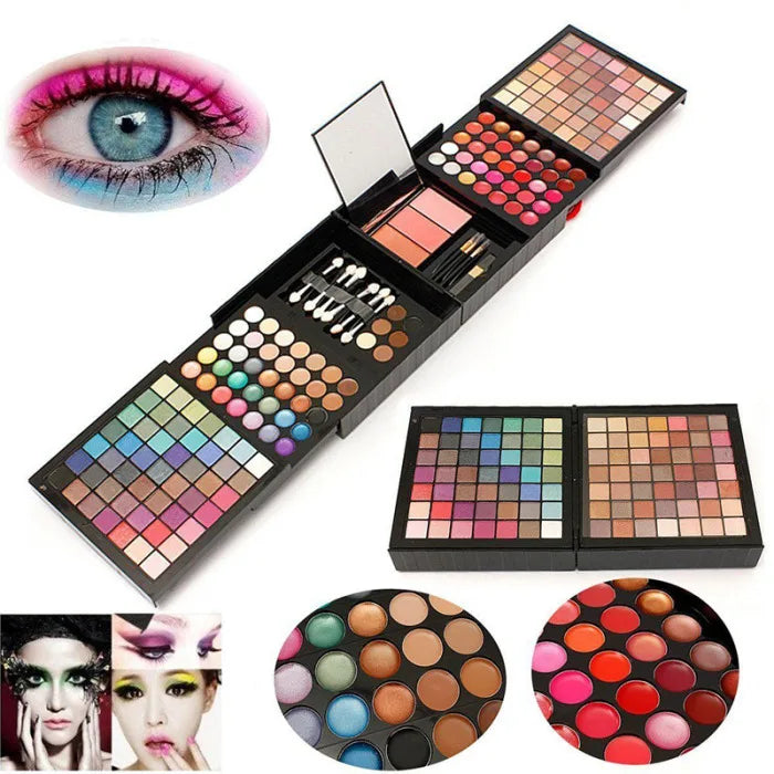 177-Color All-In-One Professional Makeup Set with Mirror – Eyeshadow, Blush, Lip Gloss & Concealer Palette