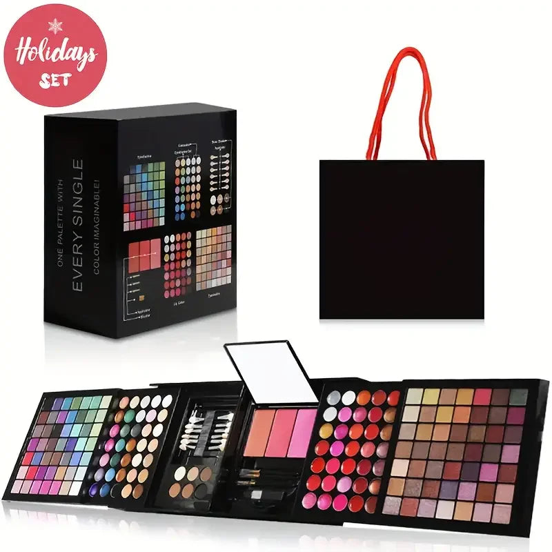 177-Color All-In-One Professional Makeup Set with Mirror – Eyeshadow, Blush, Lip Gloss & Concealer Palette
