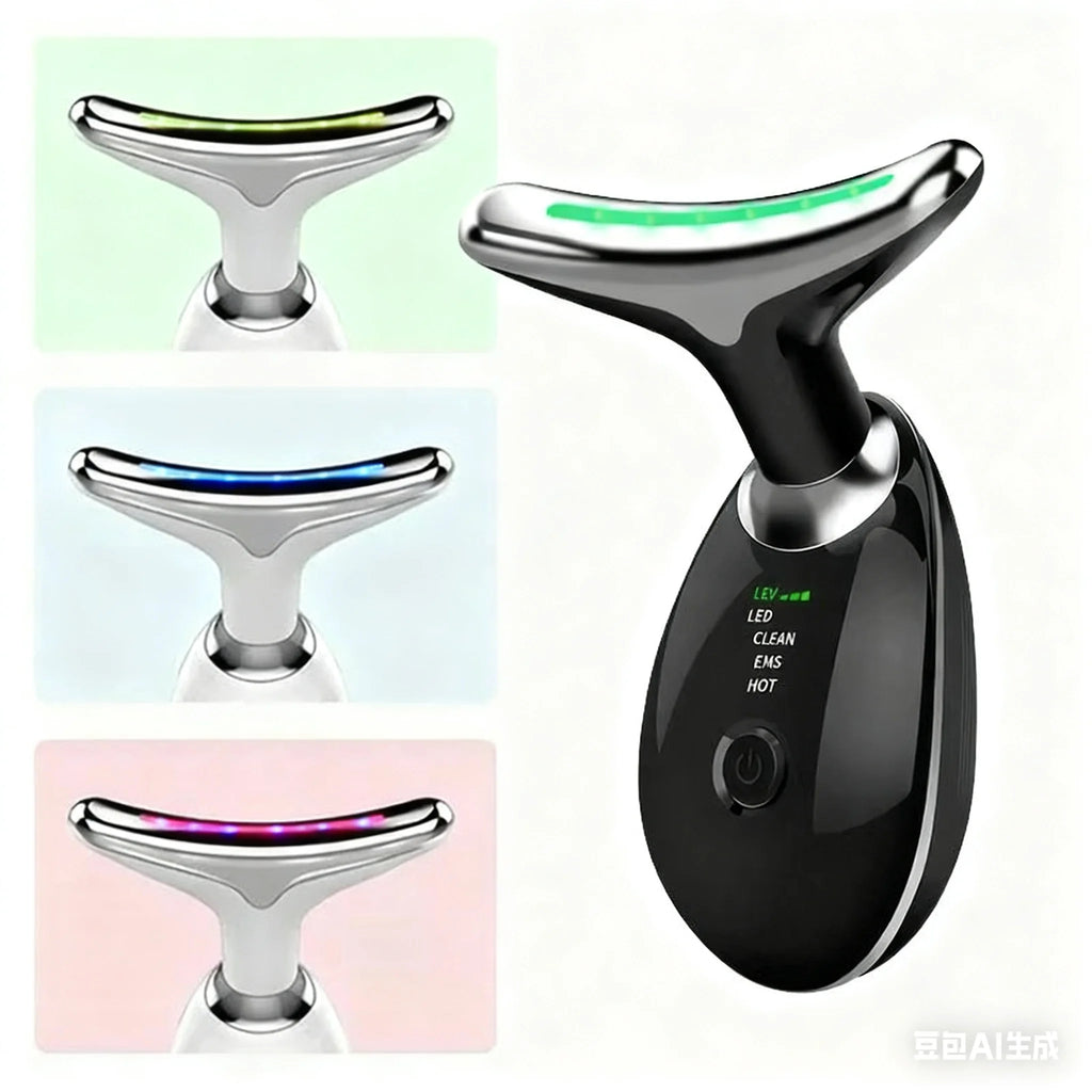 Facial & Neck Beauty Device – 7-Color LED Massager | Multifunctional Skin Care Tool for Home Use