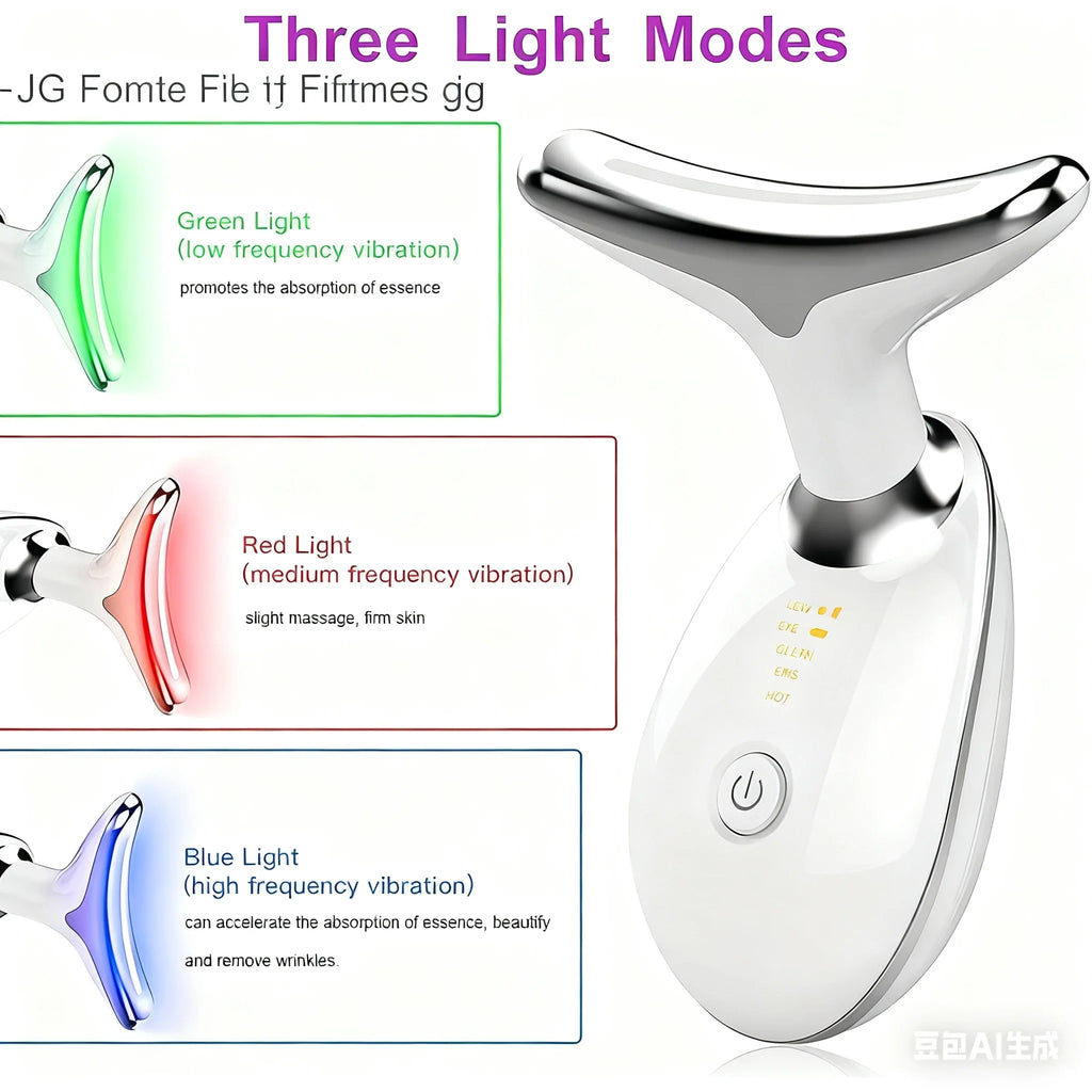 Facial & Neck Beauty Device – 7-Color LED Massager | Multifunctional Skin Care Tool for Home Use