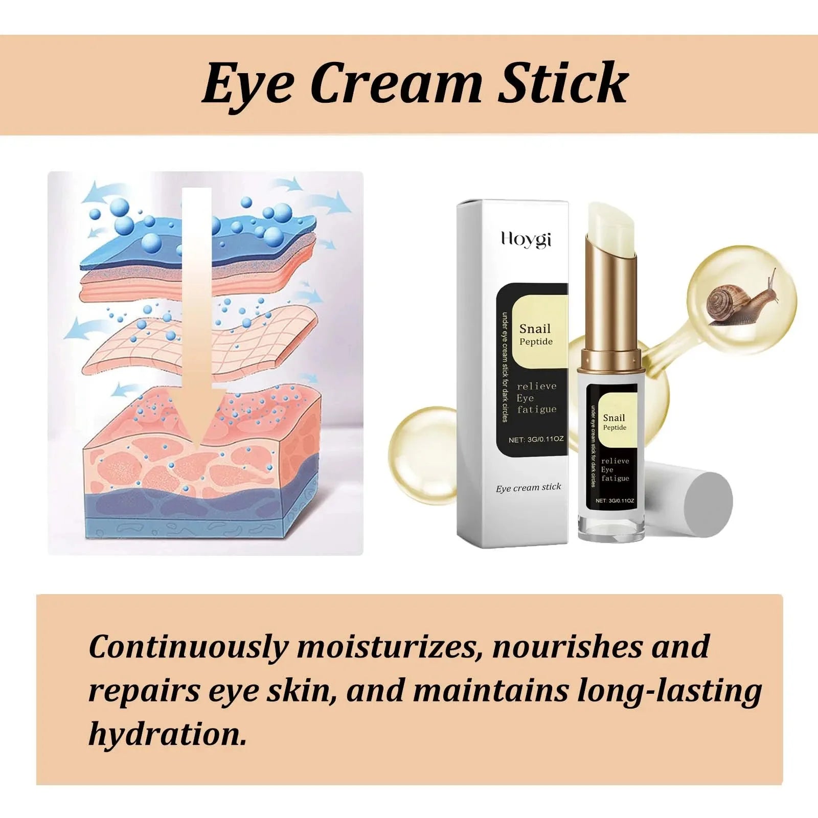 Snail Collagen Eye Cream Stick – Anti-Wrinkle, Dark Circle Lightening & Firming Treatment