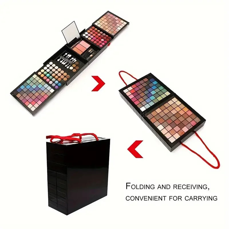 177-Color All-In-One Professional Makeup Set with Mirror – Eyeshadow, Blush, Lip Gloss & Concealer Palette